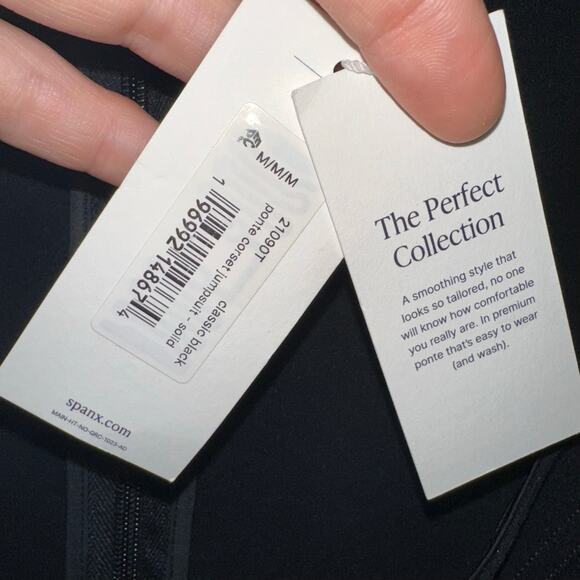 NWT Spanx Black Ponte Corset Perfect Collection Jumpsuit Size M Tall - Picture 7 of 16